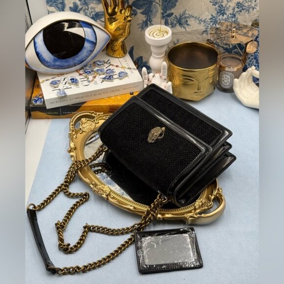 🆕 KURT GEIGER LONDON 🧿 NWOT Black Tweed Shoreditch Crossbody Bag - Picture 15 of 16